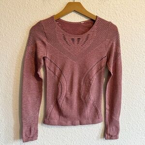 ALO Yoga Lark Cutout Performance Long Sleeve Tee Shirt Rosewood Pink Women’s XS